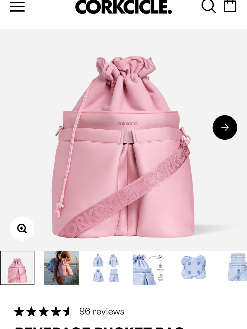 Corkcicle Blush Pink Beverage Bucket Bag